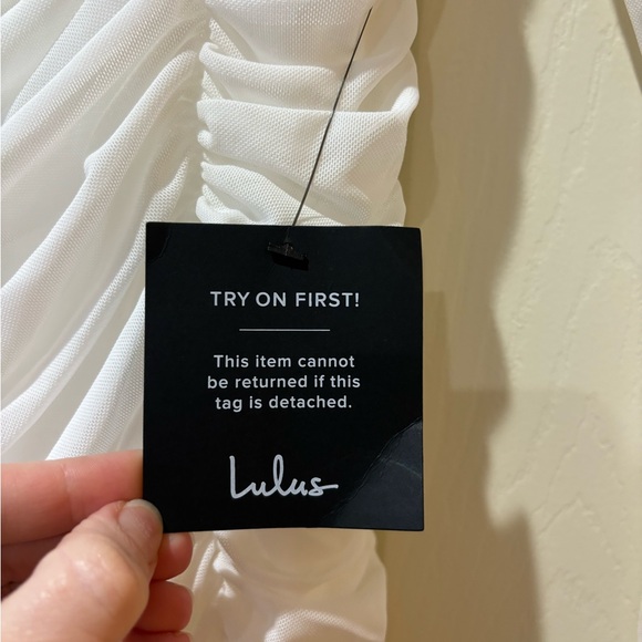 Lulus Flirty Force White Mesh Ruched Balloon Sleeve Mini Dress - Picture 7 of 11